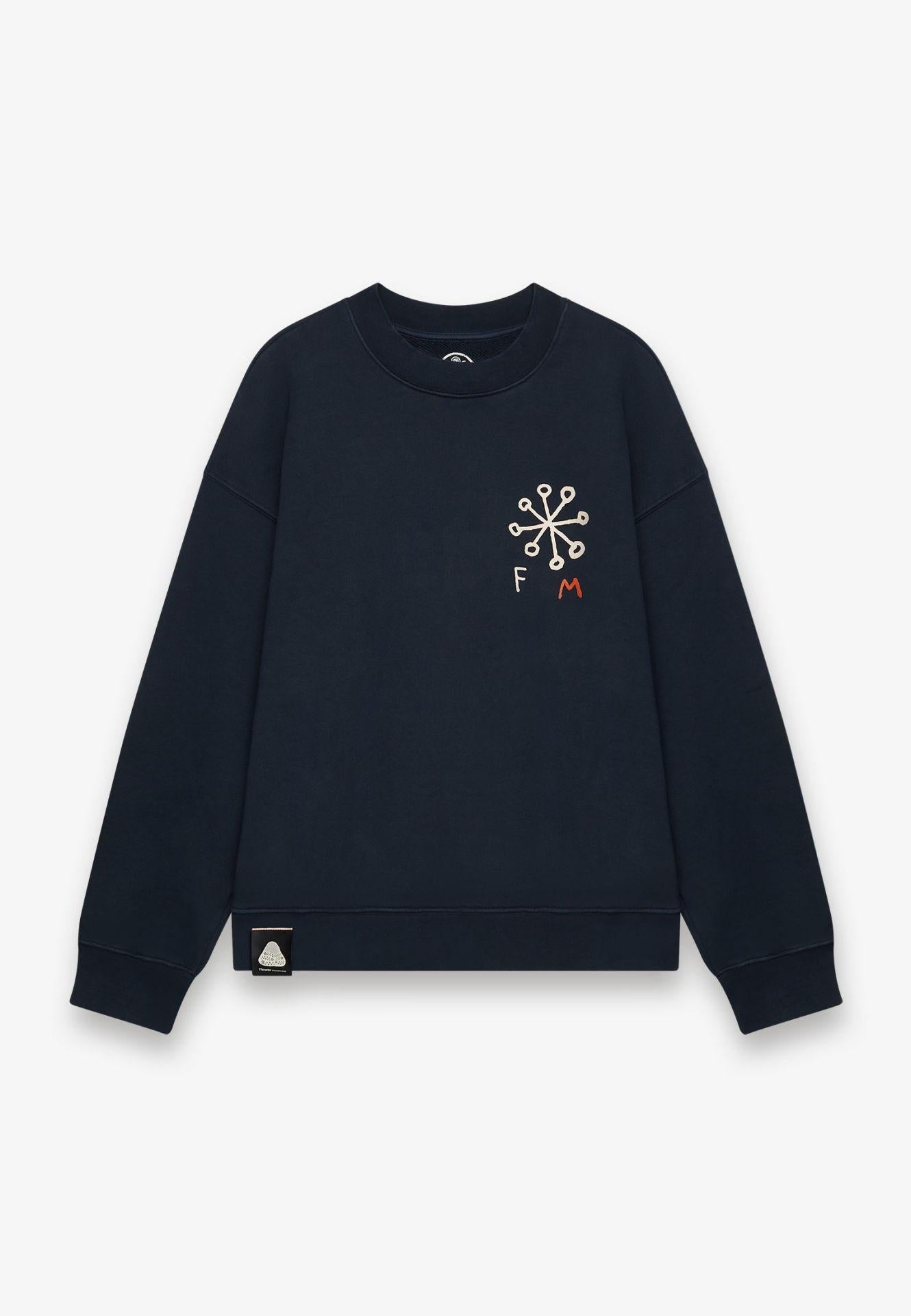 bakin-one navy cotton sweater BAKIN-ONE 0C02 FLOWER MOUNTAIN