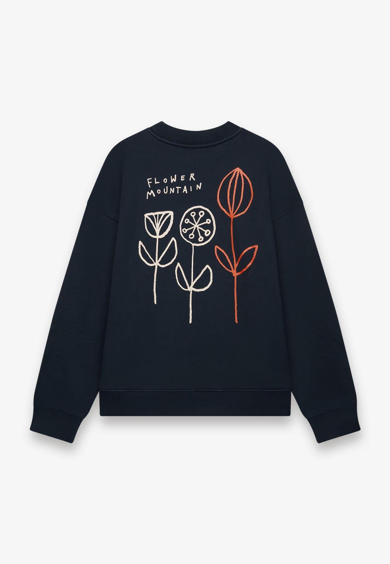 bakin-one navy cotton sweater BAKIN-ONE 0C02 FLOWER MOUNTAIN 